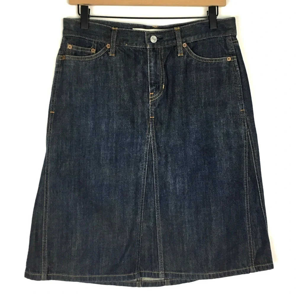 GAP Vintage Y2K Denim Jean Skirt Flare Western Rodeo Cowgirl 100% Cotton Size 6